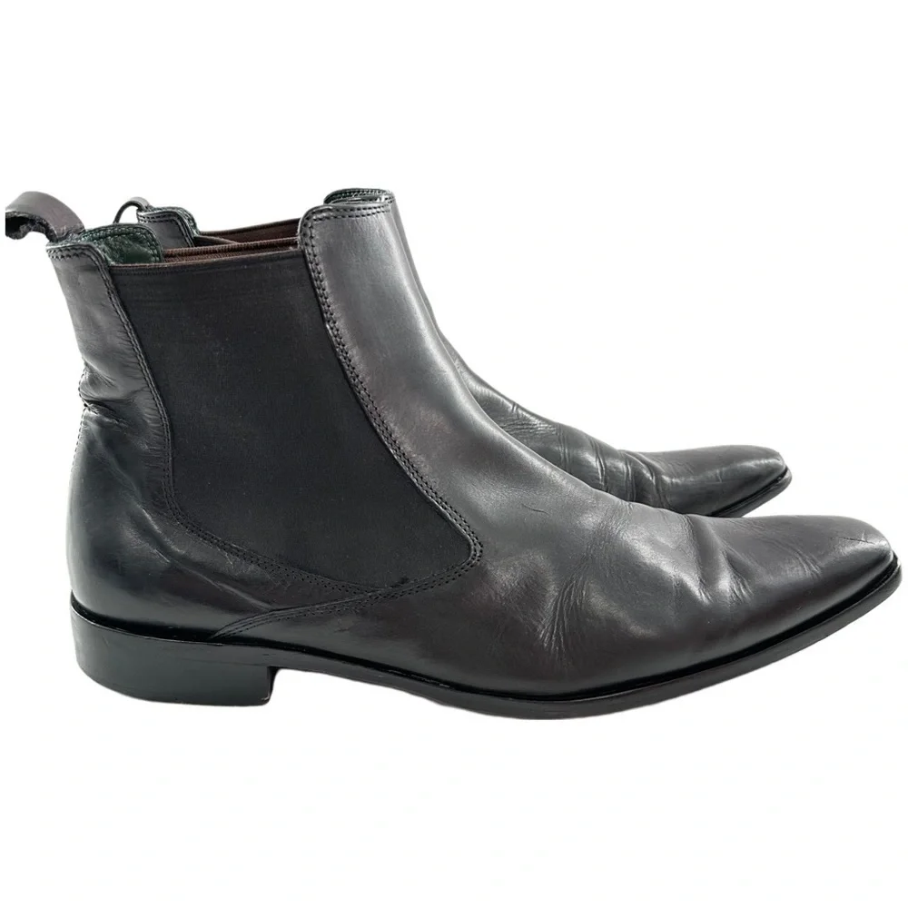 Kenneth Cole mens Chelsea boots size 11 black Italian leather dress pull on